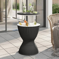 Hydrobot Outdoor Cool Bar Table, Rattan Style Patio 8 Gallon Beer and Wine Cooler, All-Weather Ice Bucket w/Height Adjustable Top, Drainage Plug, 3-in-1 Cocktail Coffee Table for Party, Pool (Coffee)